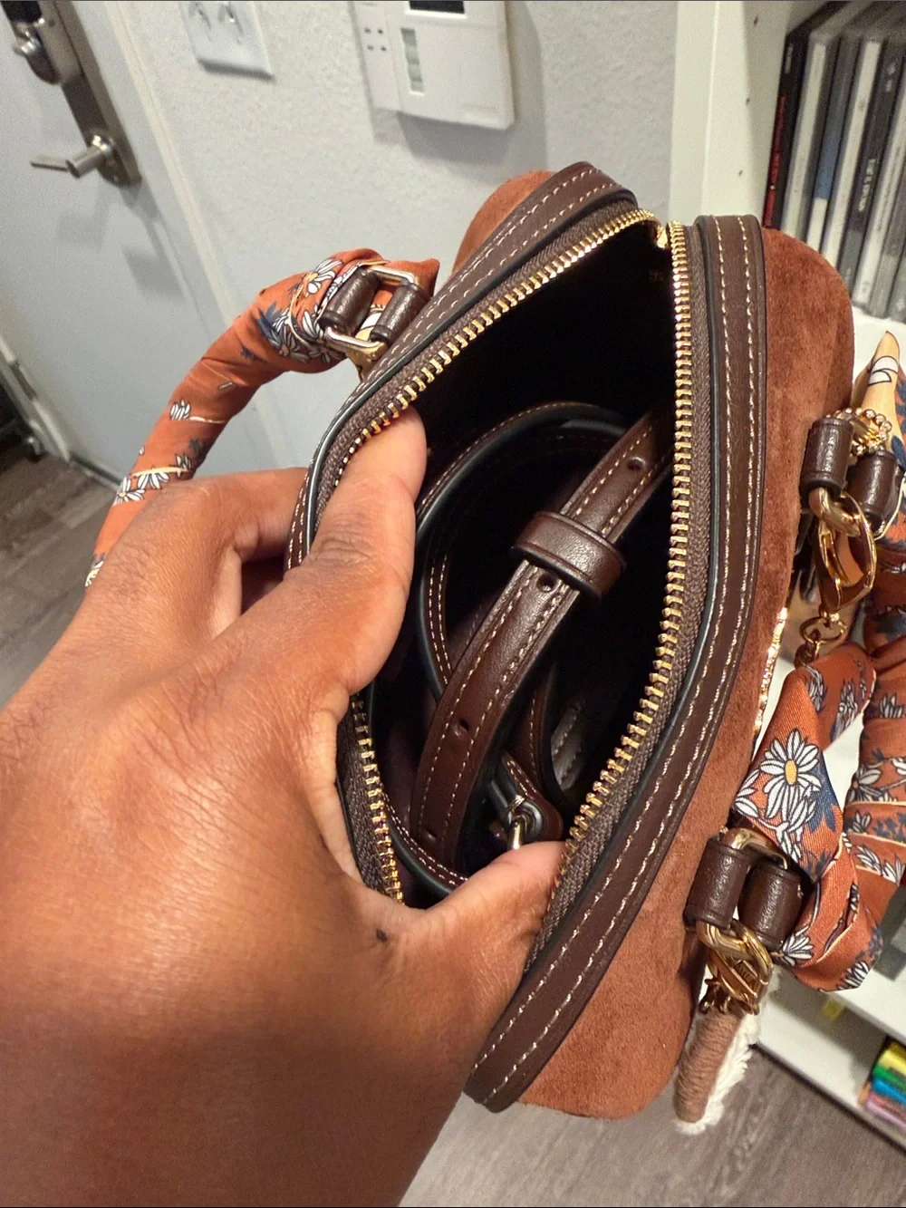 Coach Brown Suede Mini Rowan